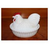 Westmoreland milk glass hen on nest