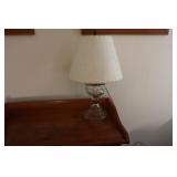 Electrified oil lamp with cut paper shade