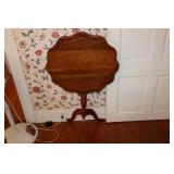 Walnut tilt top table 24' across top 30' tall