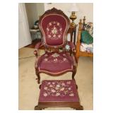 Victorian needlepoint armchair with matching