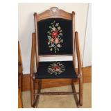 Eastlake needlepoint folding rocking chair