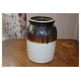 Brown two toned stoneware crock unmarked