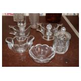 Heisey lot - etched floral creamer and sugar,