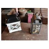 2 Lanterns 1 metal and 1 wood with metal