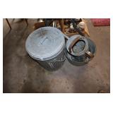 Lot - aluminum water can with spout, wash tub,