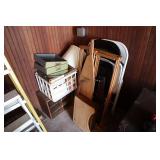 Corner Lot - Metal folding chairs, books, horse