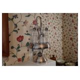 Silver-plated etched glass condiment cruet caddy