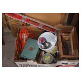 Tool lot - level, shop light, screwdrivers,