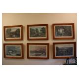 7 Currier and Ives prints 18' x 13' (6 in hallway
