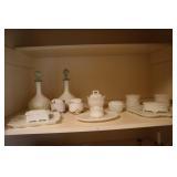 Milk glass vanity lot including 2 perfume