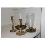 Lot brass candlesticks