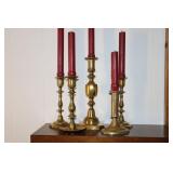 Lot of brass candlesticks
