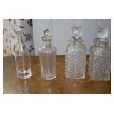 Lot - 3 glass decanters (one is broken) and