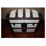 Dome top painted shipping trunk