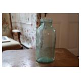 Aqua blue glass jar bottle