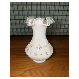 Fenton Silver Crest art glass vase with ruffled