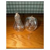 Clear glass hollow apple and pear similar to