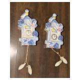 2 Bluebird cuckoo clock wall pockets