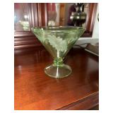 Green Depression vaseline etched glass