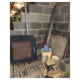 Mortar pans, tile cutter and masonary tools