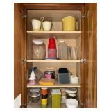4 Cabinet contents including Tupperware spice