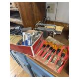 Buck Bros chisels, combination square,