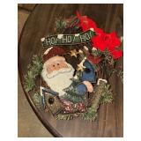 Tin Santa Ho! Ho! Ho! grapevine wreath with
