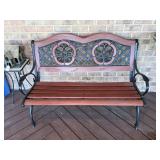 Wrought iron wood and outdoor bench