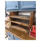 Counter top wooden 3 shelf storage unit