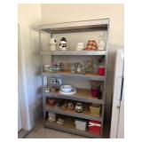 Metal and particle board shelving unit with