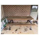 Wood and metal picnic table