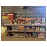 2 Shelving units with large assortment of Christma