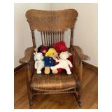 Antique oak rocking chair with stuffed