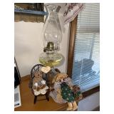 Clear glass oil lamp, handmade folk art