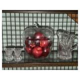 Apple shaped etched jar with apples,