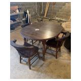 Pine dinette table with 3 chairs and a pine coffee