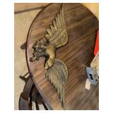 Gold toned cast metal eagle wall hanging marked