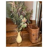 Step basket and ceramic  pitcher vase