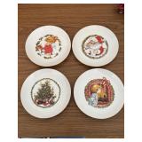 4 Jasco Christmas plates with 22K gold edge