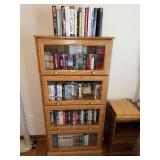 Oak style book case with lift top doors including