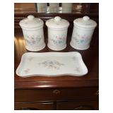 Princess House lidded canister set with matching