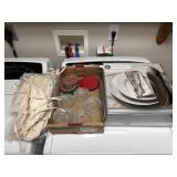 Lot including round beaded silver chargers,