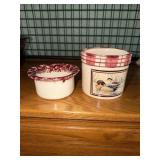 Stoneware pottery crock decorated with Wood