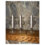 3 Princess House etched glass hurricane