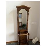 Oak finish hall tree 22 X 12 X 77