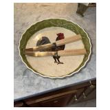 2 Carvel Hall knives and rooster pie plate
