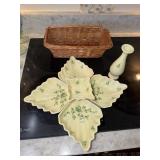 Ceramic snack /chip & dip set with vase