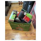 Box of sanding belts, sandpaper, hook and loop