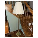 Brass floor lamp with shade (loose at top)