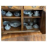 2 Pressed glass lidded butter dishes, candy